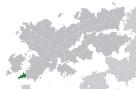 Location of Garza (dark green) – in Belisaria (dark grey)