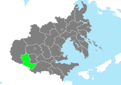 Location of Jinwon Province in Zhenia marked in green.