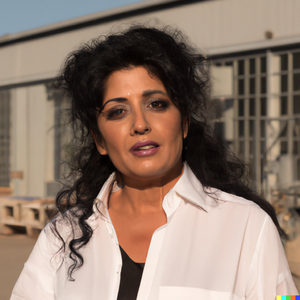 DALL·E 2023-10-21 22.55.49 - perfect face and perfect picture, high-res picture of a North African woman in her fifties, with a shirt, in front of a factory.png