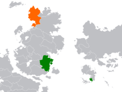Map indicating locations of Aquitayne and Valkea