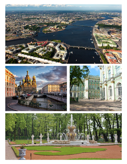 Clockwise. Kono Viosk along the Handsome River, grounds of the Summer Palace, The Vioskian Gardens, Church of St Slava