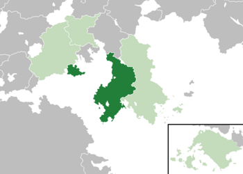 Location of Qal'eh (dark green) – in Sifhar (green and dark grey) – in the Universal Irsadic Cooperative Congress (green)
