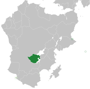 Location of Rhodesia (dark green) - in the Rhodinia Area (light green)