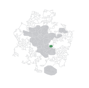 Map showing the Telu Cybersyncy (dark green), alongside the Elder Races and Embassy Races (grey) within the Núlne Galaxy
