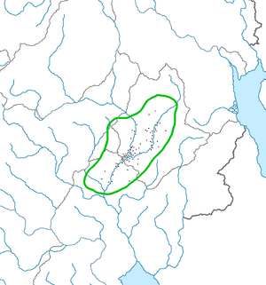 Proposed location of the Zhong dynasty with known Longcheun culture sites (black).