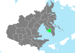 Location of Anam Province in Zhenia marked in green.