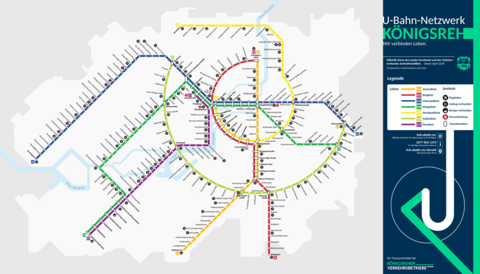 Network map of the Königsreh U-Bahn in April 2020