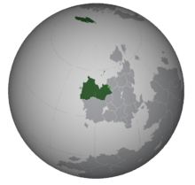 Narozalica and George Ruset Land shown within Euclea in green, the occupied territory of Sarkola shown in light green