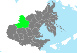 Location of Shingang Province in Zhenia marked in green.