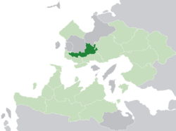 Saheri (dark green) in the Kingdom of Trellin (light green)