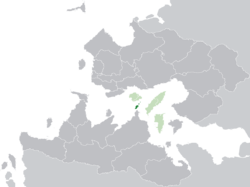 Tavlar (dark green) in the Isles of Velar (light green)