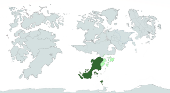 Location of Tianlong denoted in dark green Myrian Union members denoted in light green