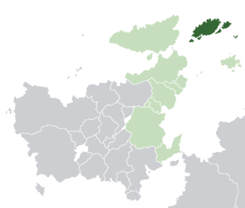 Caldia (dark green) in Euclea (light green and light grey) and in the Euclean Community (light green).