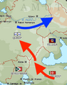 1400s — Map with event(s) for this period. Qubdi blue; ally black; enemy red.