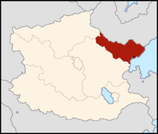 Location of  Aps'ana State  (red) in Qazhshava  (Baige)