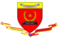 The red star from the flag is surrounded by green leaves on top of a red shield with an yellow top. The top has "The New United Socialist Random Empire" engraved in a gray banner with 2 hammer and sickles. Below the star is the nation's motto on a black banner. Below the shield are 2 red and yellow banners with other national mottoes on them. The banners are connected by a blue shield with a hammer and sickle