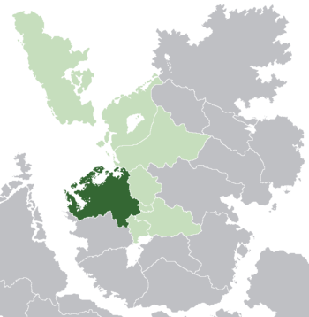 Noordenstaat (dark green) in Lorecian Community (light green)