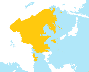 Map of the Zhen dynasty's domain at its greatest extent, around 200 AD.