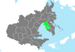 Location of Chungmu Province in Zhenia marked in green.