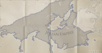 This map shows the peak of the Julian Empire's territory sometime in the 720s.