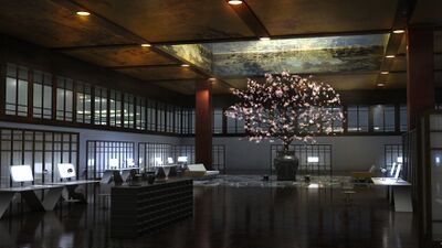 A lobby in Imanaga Kitaizumi designed by Iekami Daihon