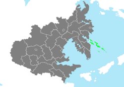 Location of Haedong Special Administrative Region in Zhenia marked in green.