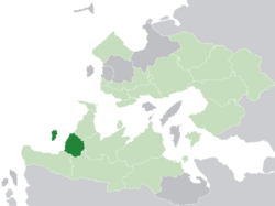 Mevirin (dark green) in the Kingdom of Trellin (light green)