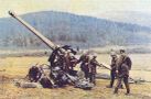 Tanavian artillery gun firing on Harnevsk, 1979