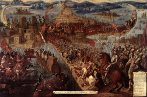 From the Conquest of Maynilakyo series. Depicts the 1521 Fall of Tenochtitlan by Spanish Conquistador Hernán Cortés, in the Spanish-Neapolitan conquest of the Nilad-Kiyonese Empire.