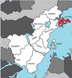 Location of Leo Isles in Timeria.