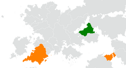 Map indicating locations of Drevstran and Latium