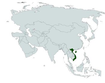 Territories Vietnam controls in green, including the island of Hainan