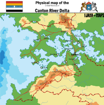 detailed map of Canton River Delta