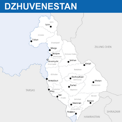 Location of Dzhuvenestan's governorates and their capitals