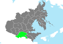 Location of Taehwa Province in Zhenia marked in green.