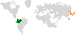 Map indicating locations of Mutul and Tsurushima