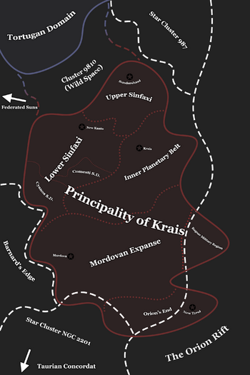 The territories under Kraisian control as of 3085.