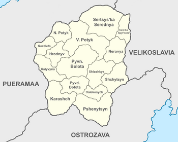 Map of Zamorodna and its stanytsy