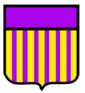           The Coat of Arms is a badge with 13 stripes variation from yellow to purple. (Out of Date_