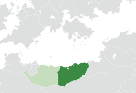 Location of Tyreseia (dark green) within the Rubric Coast Consortium (light green) in North Scipia