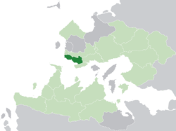 Alyrum (dark green) in the Kingdom of Trellin (light green)