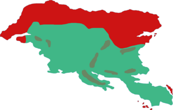 Territory held by the Tymzar–Nalo regime (green) at its height in 1948