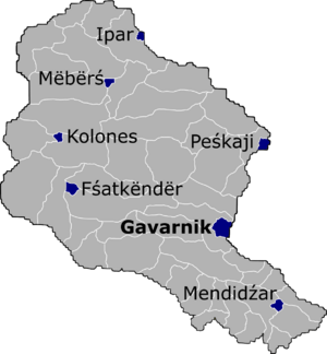 Map of Medovia with its major cities