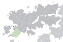Location of Sasora (dark green) – in Latium (light green) – in Belisaria (dark grey)