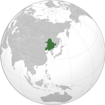 location of Manchuria in green