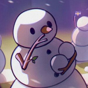 A Snowman throwing a bunch of snowballs