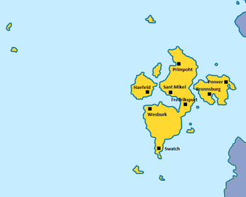 The Draakur Archipelago with principle cities.