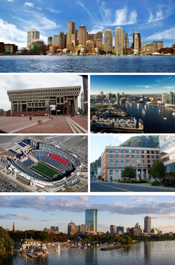 Clockwise from top: Downtown, Pendleton Harbor, Assimia State Capitol, Reid Waterfront, Worldmark Stadium, and City Hall