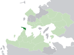 Jajich (dark green) in the Kingdom of Trellin (light green)