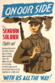 On Our Side - the Senrian Soldier, an Estmerish-language Alliance poster.